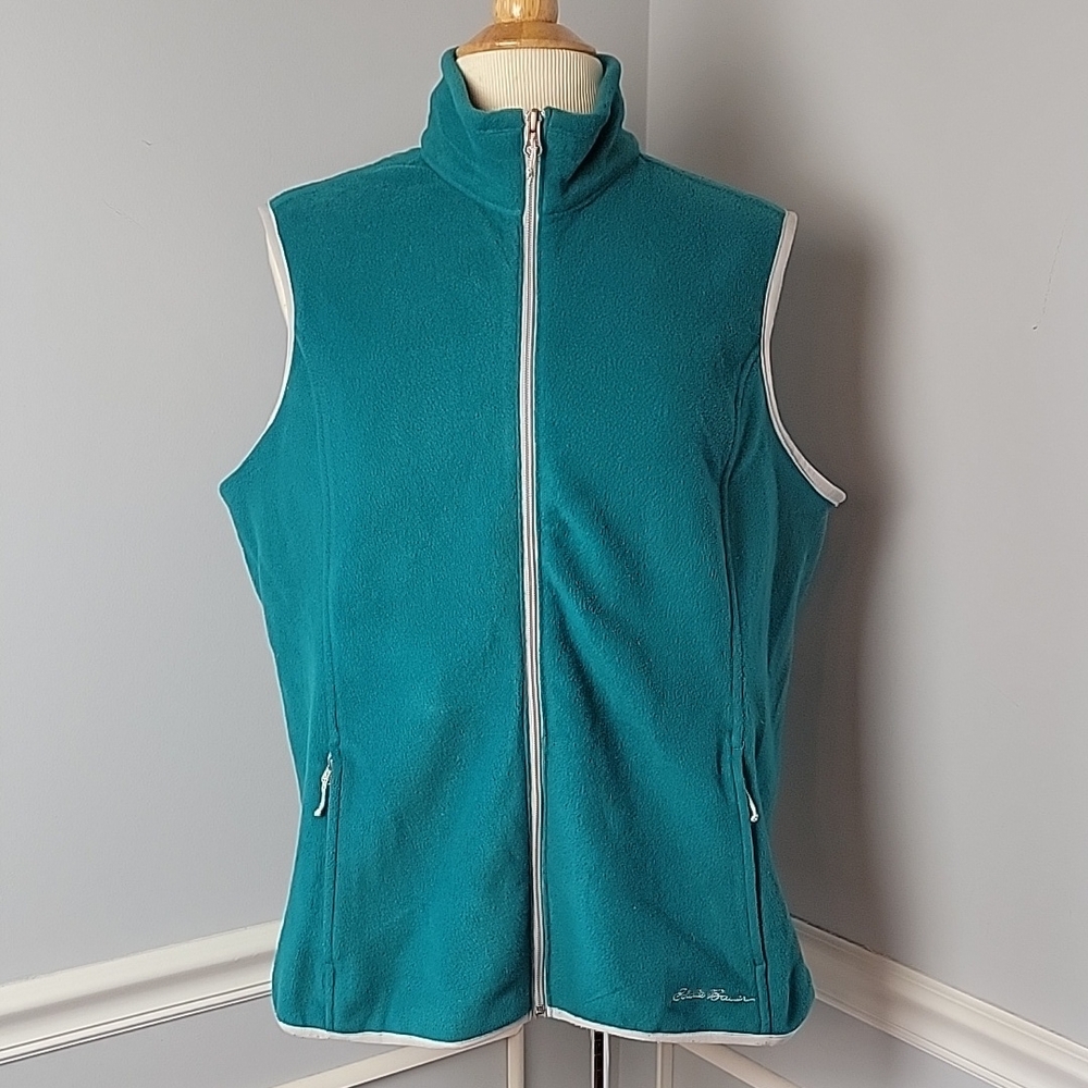EDDIE BAUER Teal Athleisure‎ Active Fleece Full Zip Lightweight Casual Vest XL